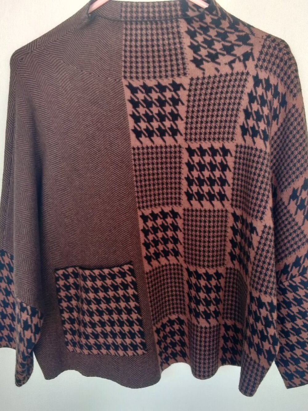 Joseph Ribkoff Sweater, Very Soft! Herringbone and Houndstooth Knit, Asymmetric